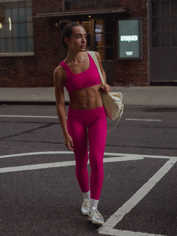 DIAGONAL SEAMLESS TOP  - FUCSIA