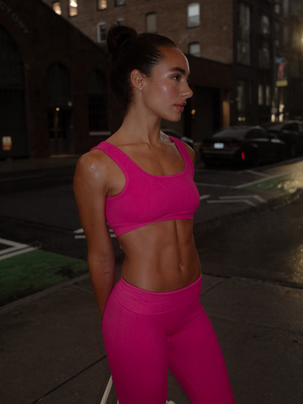 DIAGONAL SEAMLESS TOP  - FUCSIA