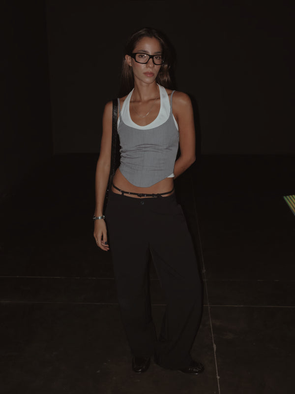 HALTER RIB TOP - SOFT WHITE