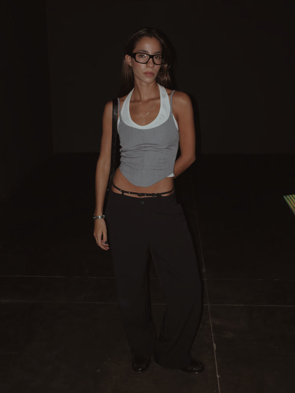 HALTER RIB TOP - SOFT WHITE