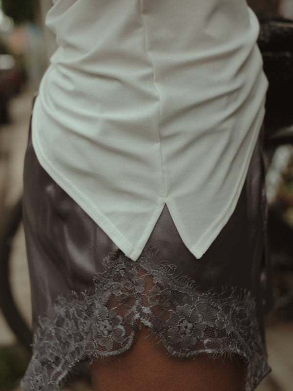 SIDED LONG TOP - SOFT WHITE