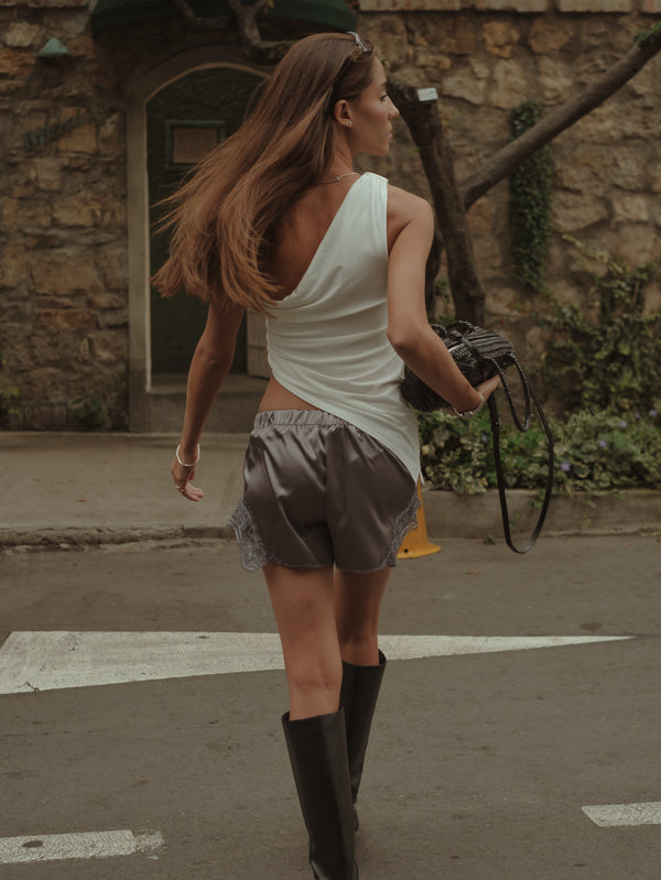 SIDED LONG TOP - SOFT WHITE