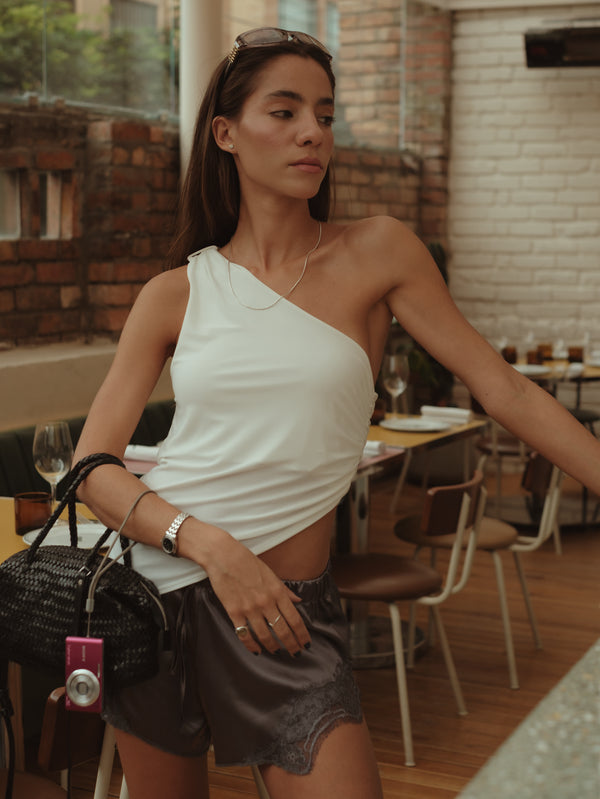 SIDED LONG TOP - SOFT WHITE