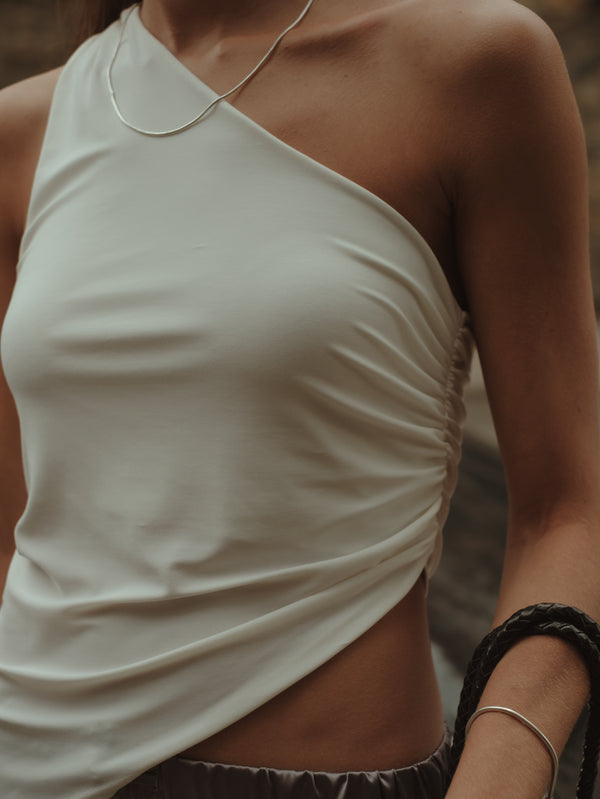 SIDED LONG TOP - SOFT WHITE