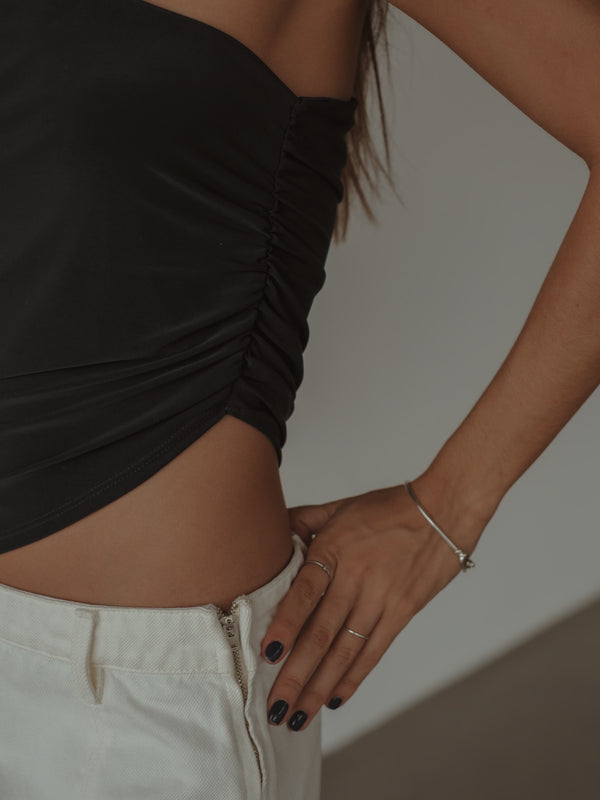 SIDED LONG TOP - BLACK