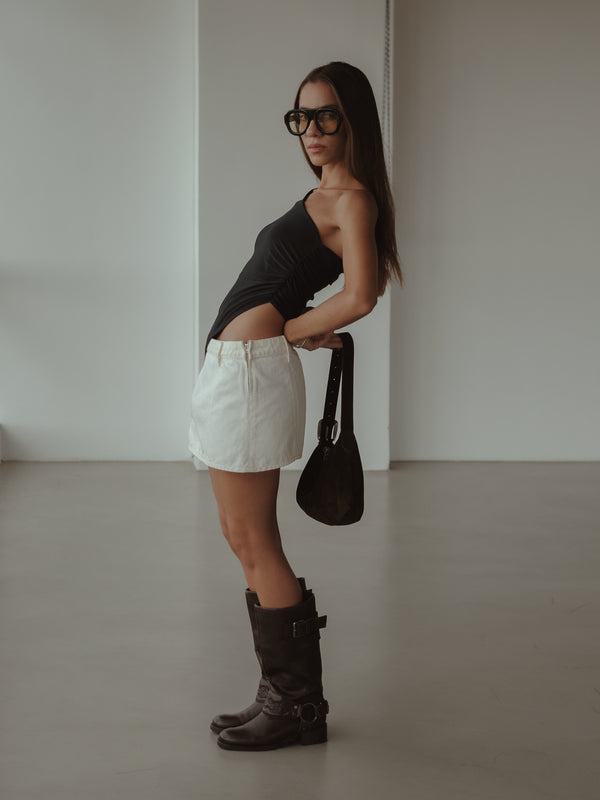 SIDED LONG TOP - BLACK