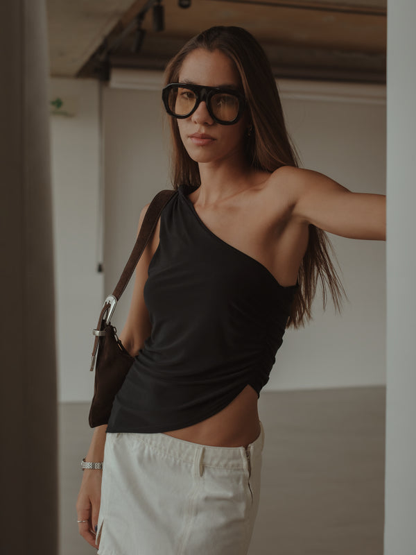 SIDED LONG TOP - BLACK