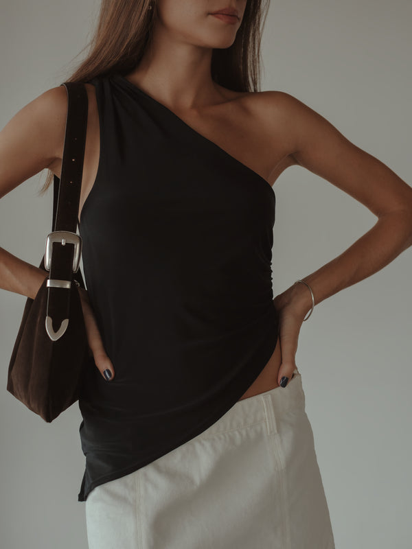 SIDED LONG TOP - BLACK