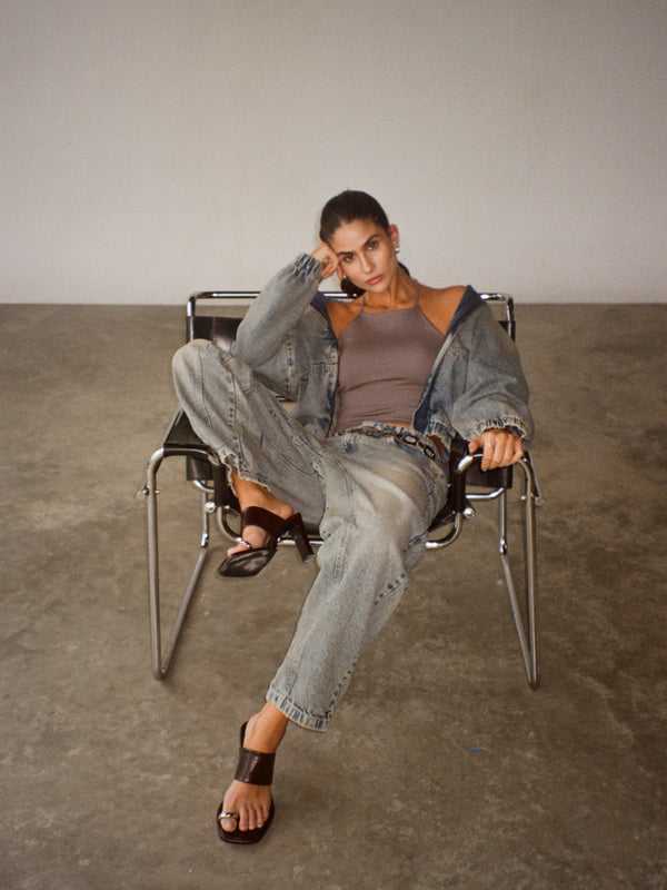 CROSS BACK MIDI TOP - GRAFITO GRAY