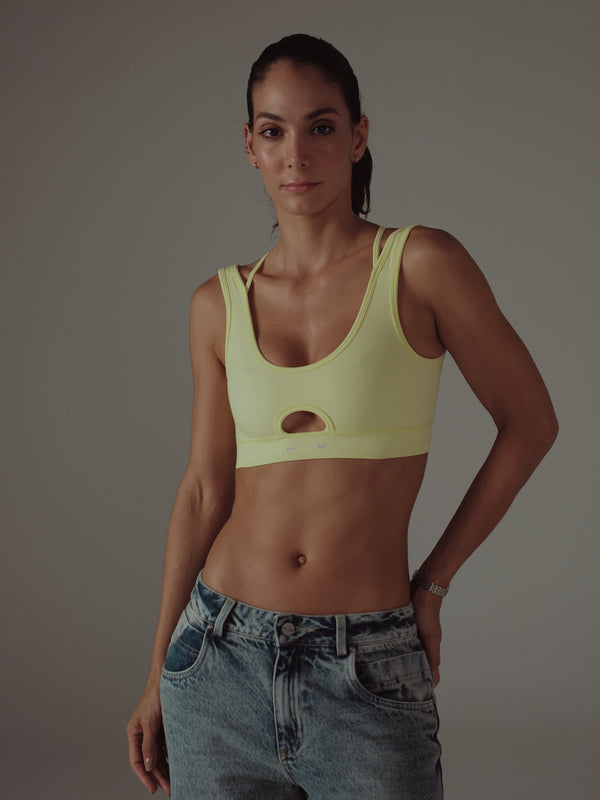 DOUBLE STRAP SEAMLESS TOP - BUTTER YELLOW