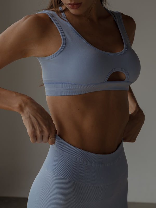 DOUBLE STRAP SEAMLESS TOP - BABY BLUE