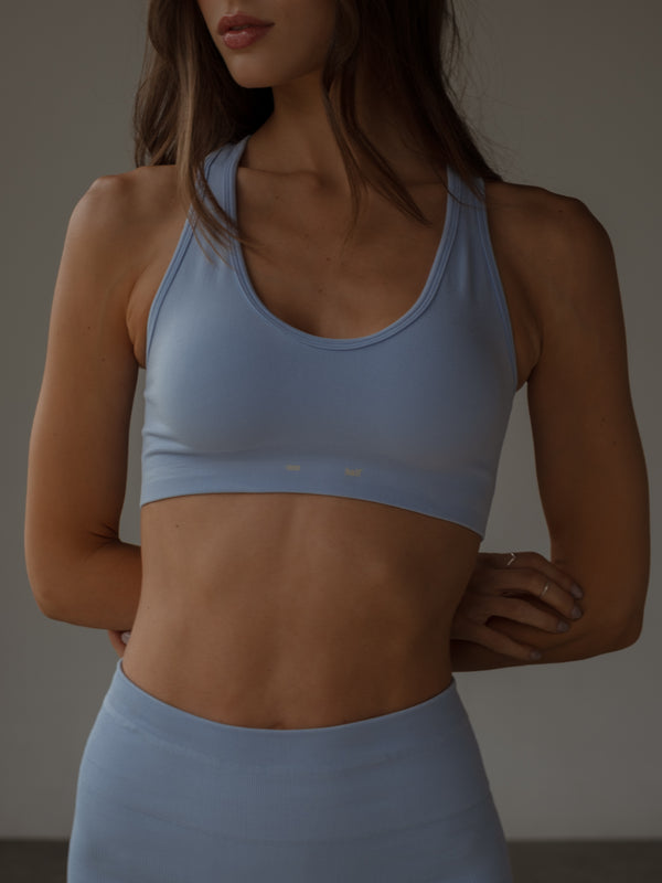 OVAL BACK SEAMLESS TOP - BABY BLUE