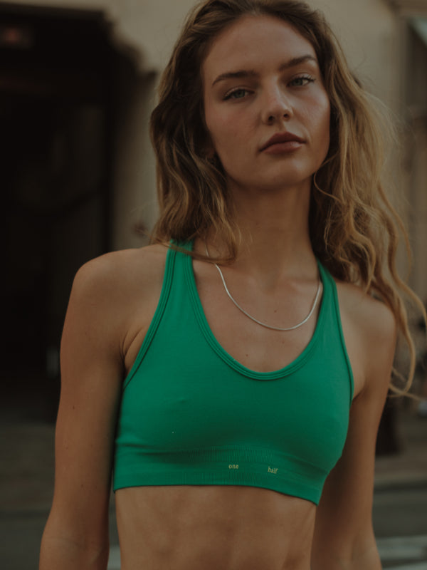 OVAL BACK SEAMLESS TOP - BRIGHT GREEN