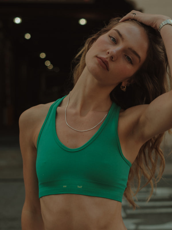 OVAL BACK SEAMLESS TOP - BRIGHT GREEN