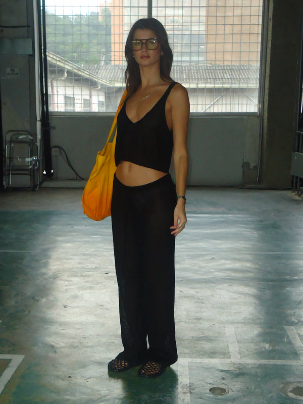 TRIANGLE KNIT TANK TOP - BLACK
