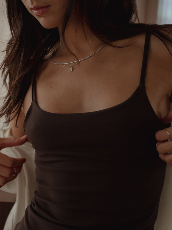 ESSENTIAL LONG DRESS - ESPRESSO