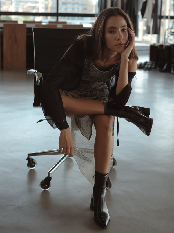 OPEN BACK MESH DRESS - ANIMAL PRINT