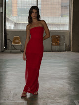 STRAPLESS BODYSUIT KNIT DRESS - ROBUST RED