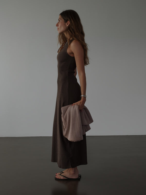 LONG TANK DRESS - BROWN