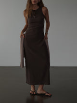 LONG TANK DRESS - BROWN